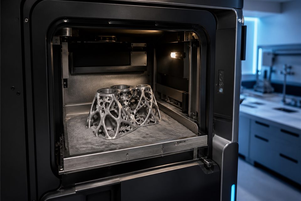 Metal additive manufacturing machine with a lattice component